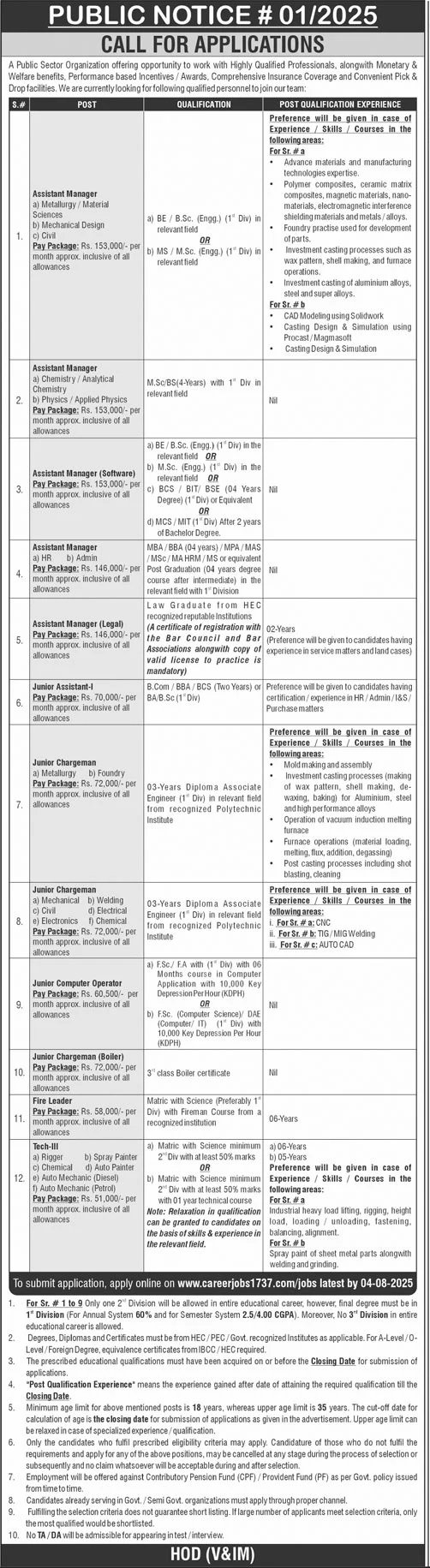 Public Sector Organization Islamabad Jobs 2025 Jobs 2025 — original advertisement