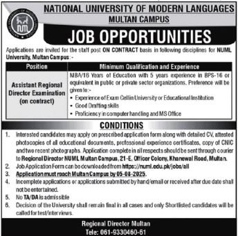 National University of Modern Languages Multan Jobs 2025 – National University of Modern Languages Islamabad Jobs 2025 — original advertisement