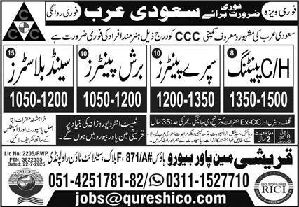 Chargehand Painting & Brush Painter Jobs 2025 – Qureshi Manpower Bureau Jobs 2025 — original advertisement