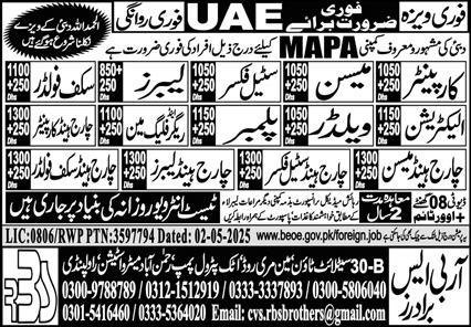 Chargehand Mason & Chargehand Scaffolder Jobs 2025 – RBS Brothers Jobs 2025 — original advertisement