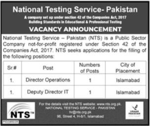 National Testing Service Pakistan NTS Islamabad Jobs 2025 – Government of Pakistan Jobs 2025 — original advertisement