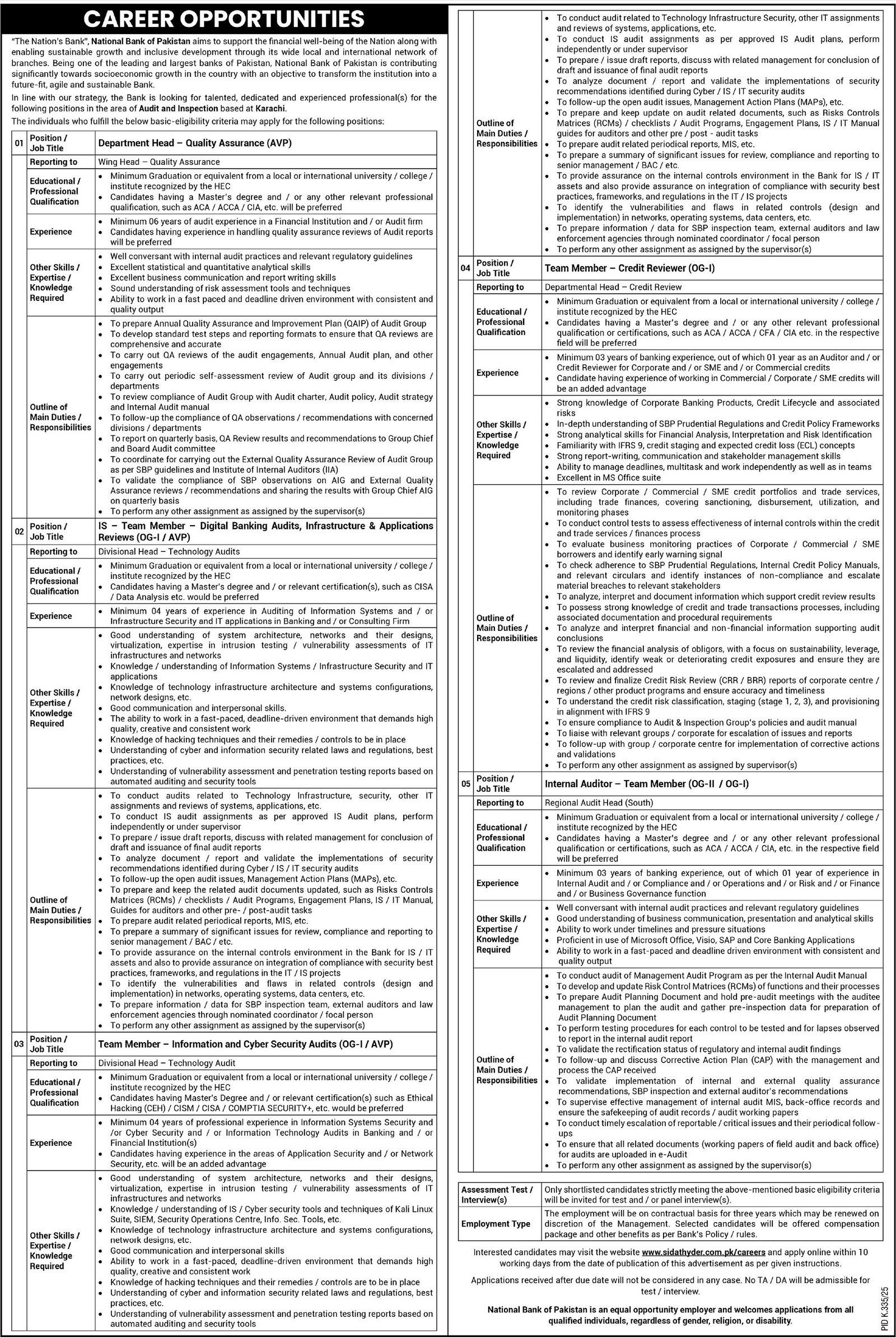 National Bank Of Pakistan NBP Jobs 2025 Jobs 2025 — original advertisement