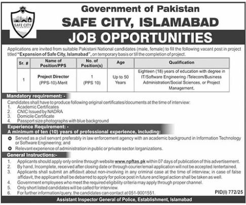 Safe City Islamabad Jobs 2025 – Punjab Safe Cities Authority Jobs 2025 — original advertisement