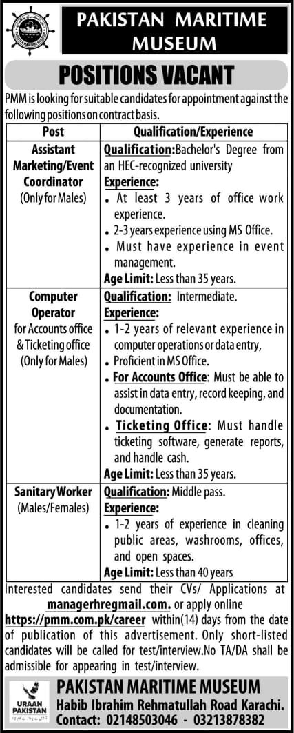 Pakistan Maraitime Museum Jobs 2025 – Pakistan Maritime Museum Jobs 2025 — original advertisement