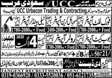 Mobile Crane Operator & Bobcat Operator Jobs 2025 – Tangent Recruiting Agency Jobs 2025 — original advertisement