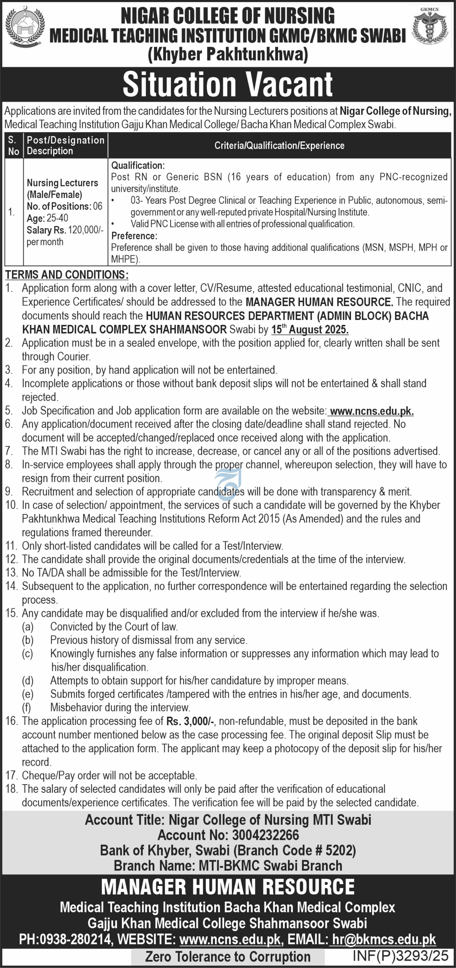 Medical Teaching Institution MTI Swabi Job 2025 – Medical Teaching Institute MTI Khyber Teaching Hospital Peshawar Kpk Jobs 2025 — original advertisement