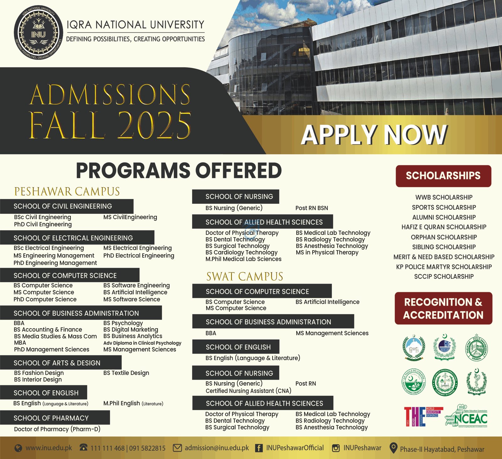 Admission Open in Iqra National University – Iqra University Islamabad Campus Admissions 2025 — original advertisement
