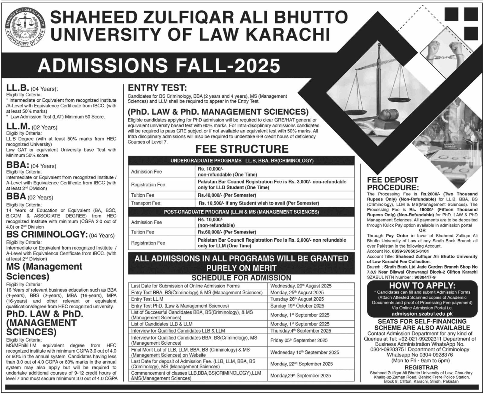 Admission Open in Shaheed Zulfiqar Ali Bhutto University – Shaheed Zulfiqar Ali Bhutto Medical University Islamabad Admissions 2025 — original advertisement