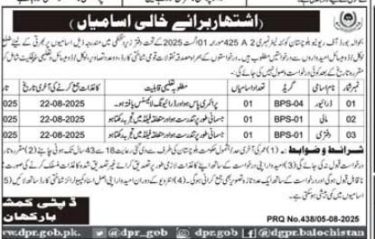 Board Of Revenue Barkhan Jobs 2025 – Revenue Department Balochistan Jobs 2025 — original advertisement
