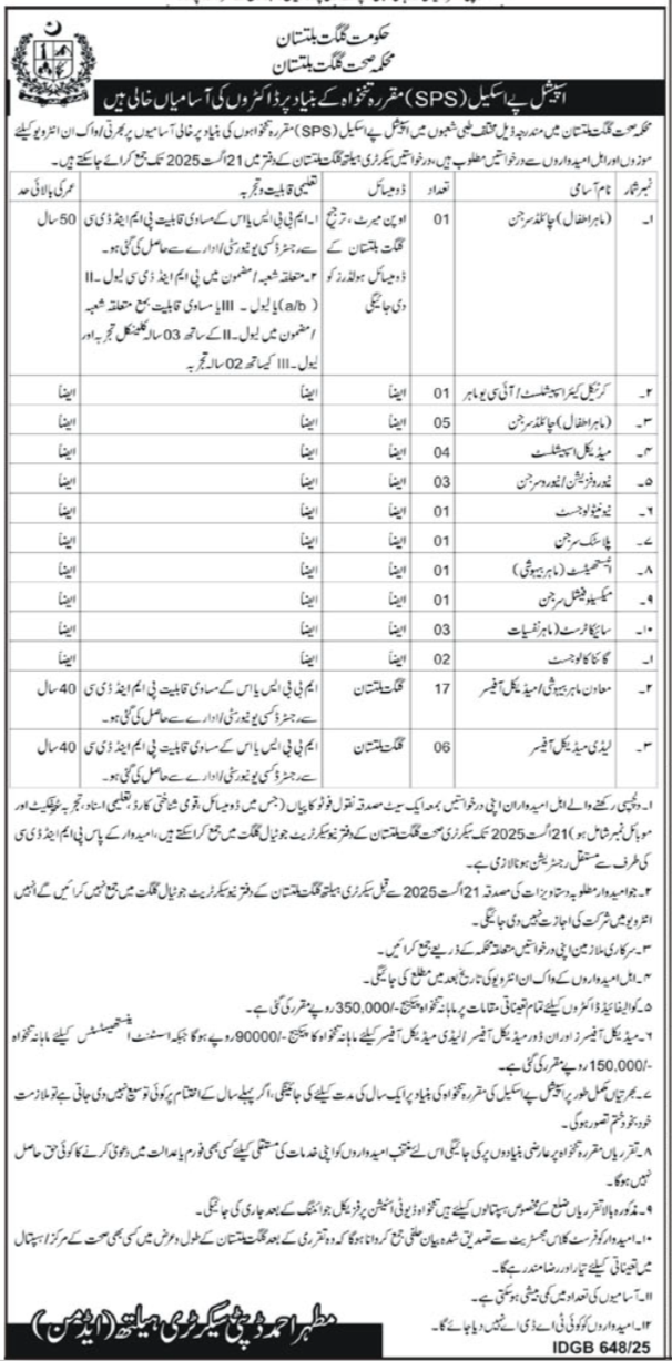 Health Department Gilgit Jobs 2025 – Health Department Gilgitbaltistan Jobs 2025 — original advertisement