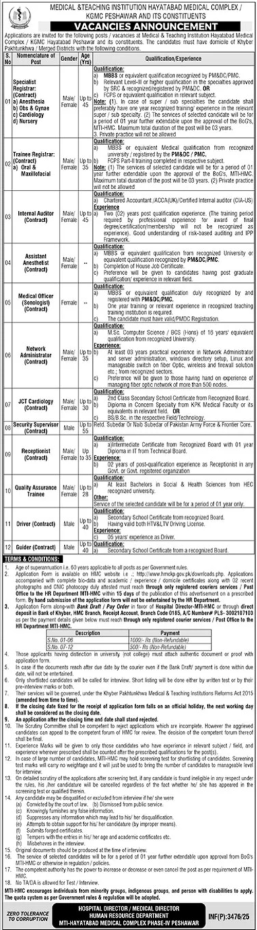 Medical Teaching Institution Peshawar Jobs 2025 – Medical Teaching Institute MTI Khyber Teaching Hospital Peshawar Kpk Jobs 2025 — original advertisement