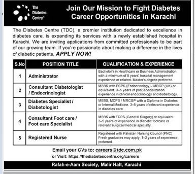 The Diabetes Centre Karachi Jobs 2025 – The Diabetes Centre Islamabad Jobs 2025 — original advertisement