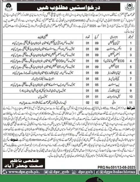 Health Department Jafarabad Balochistan Jobs 2025 – Health Department Balochsitan Jobs 2025 — original advertisement