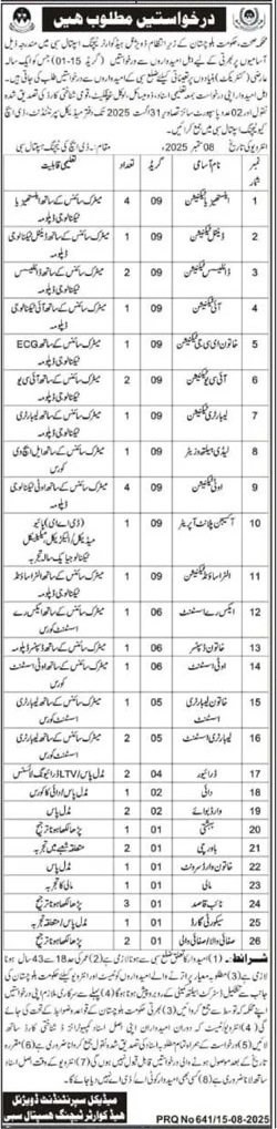 Divisional Headquater Teaching Hospital Sibi Jobs 2025 – Health Department Balochsitan Jobs 2025 — original advertisement