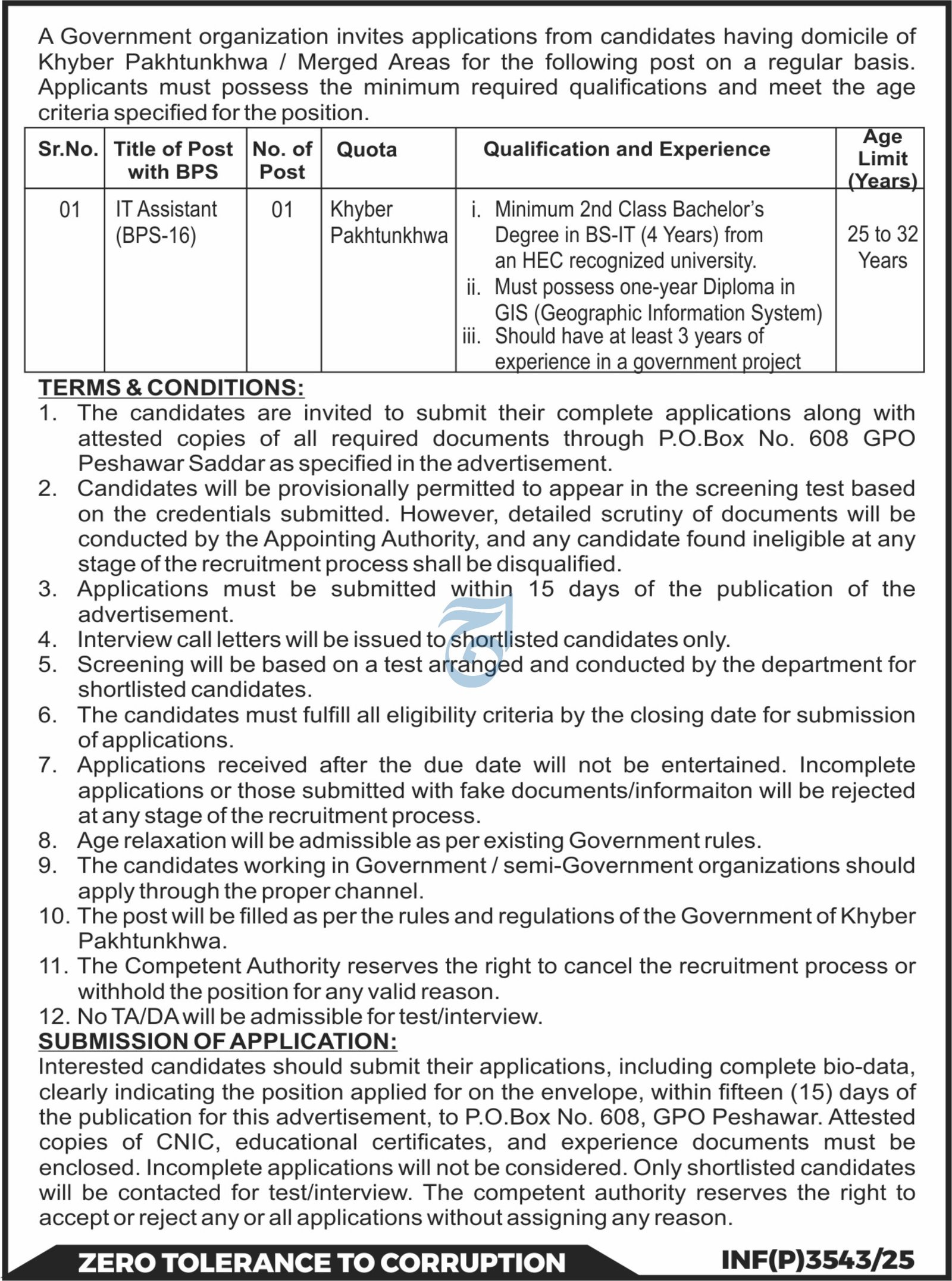 Governmnet Organization Khyber Pakhtunkhwa Jobs 2025 – Public Sector Organization Jobs 2025 — original advertisement