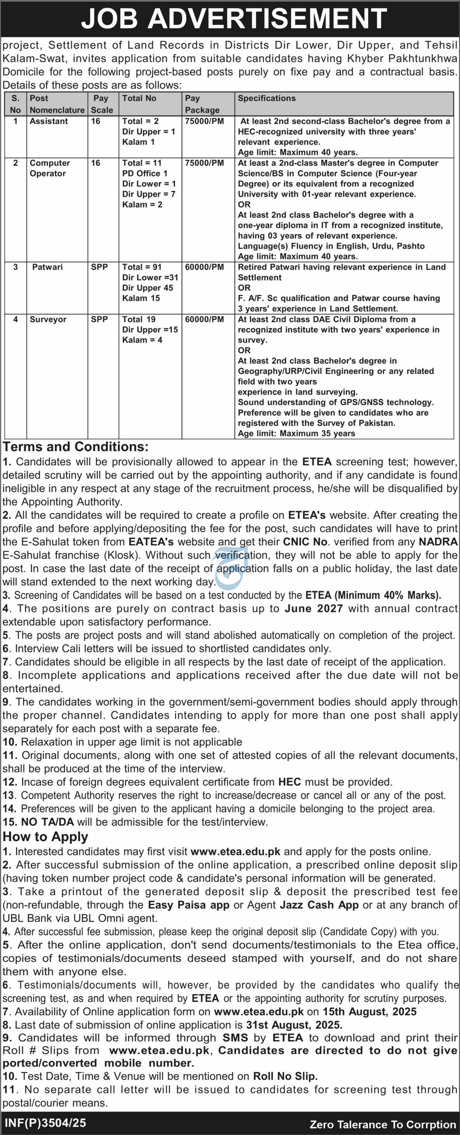 Khyber Pakhtunkhawa Public Sector Organization Jobs 2025 Jobs 2025 — original advertisement