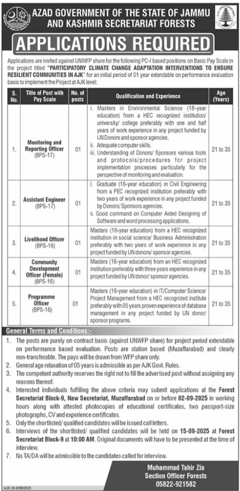 Azad Jammu & Kashmir Secretariat Jobs 2025 – Govt of Azad Kashmir Jobs 2025 — original advertisement