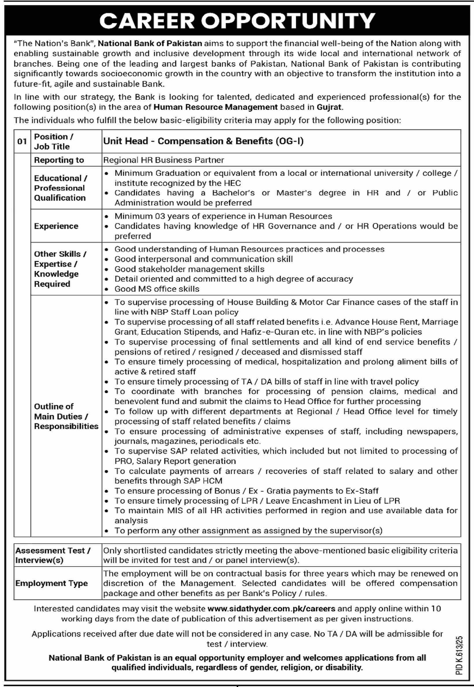 National Bank Of Pakistan NBP Karachi Jobs 2025 Jobs 2025 — original advertisement