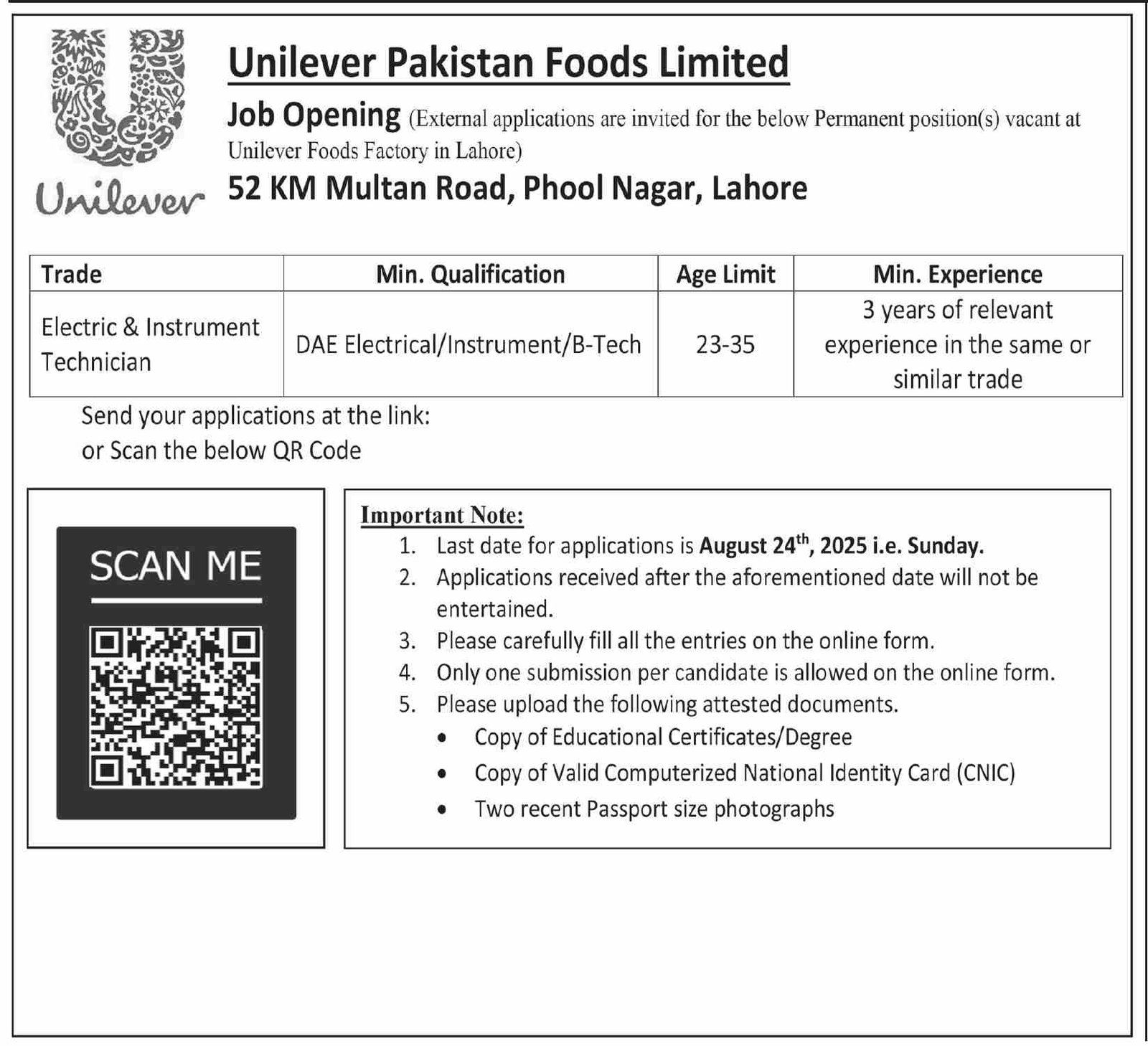 Unilever Pakistan Foods Limited Jobs 2025 Jobs 2025 — original advertisement