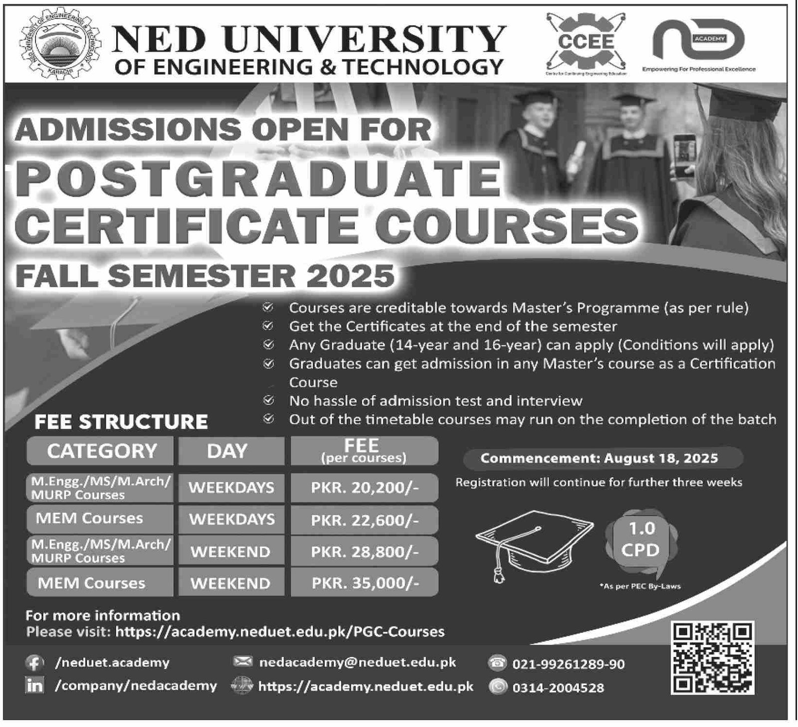 Admission Open in Ned University of Engineering And Technolo – NED University of Engineering and Technology Admissions 2025 — original advertisement