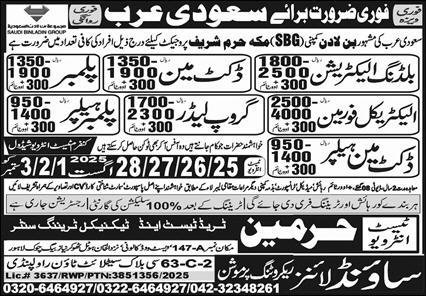 Building Electrician And Group Leader Jobs In Saudi Arabia – Sound Lines Recruiting Promotion Jobs 2025 — original advertisement