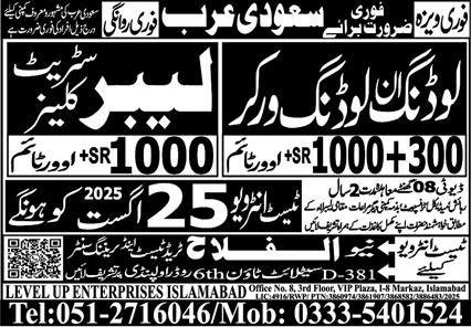 Loading Worker & Unloading Worker Jobs 2025 – Al Falah Trade Test Jobs 2025 — original advertisement