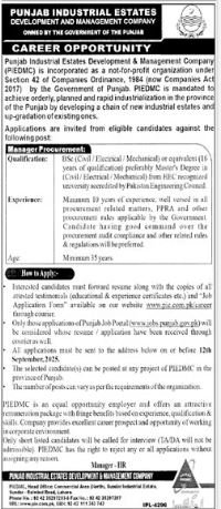 Punjab Industrial Estates Development and Management Jobs – Punjab Industrial Estates Development & Management Company Jobs 2025 — original advertisement