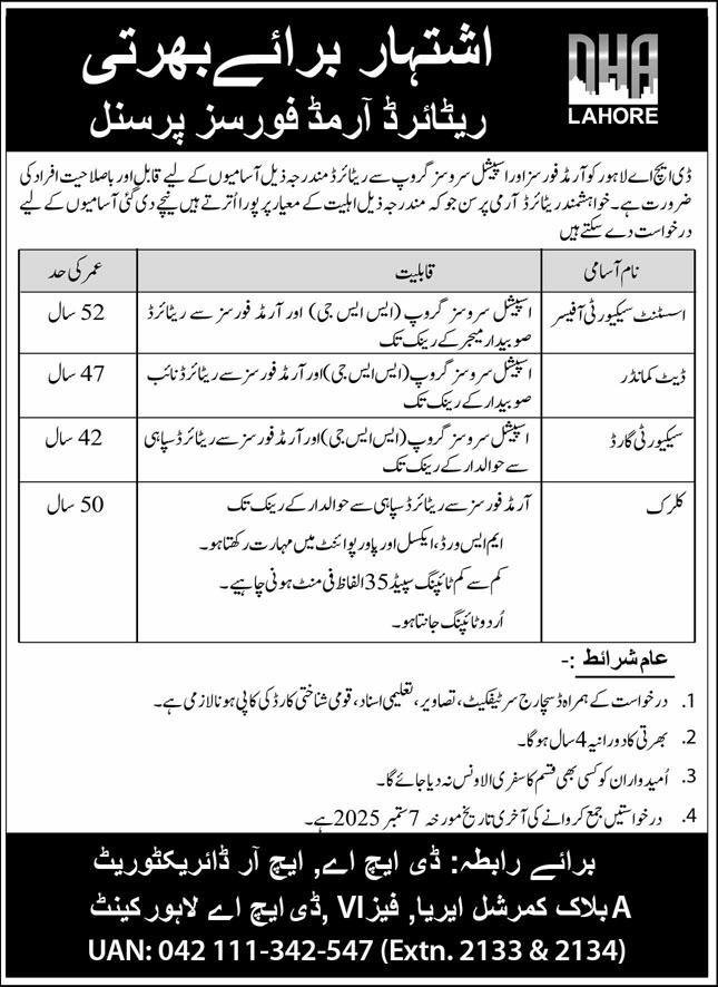 Defence Housing Authority Dha Jobs 2025 Jobs 2025 — original advertisement
