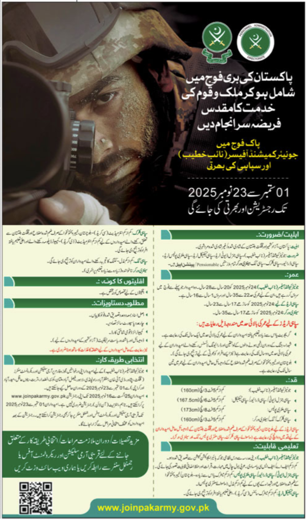 Pakistan Army Karachi Job 2025 Jobs 2025 — original advertisement