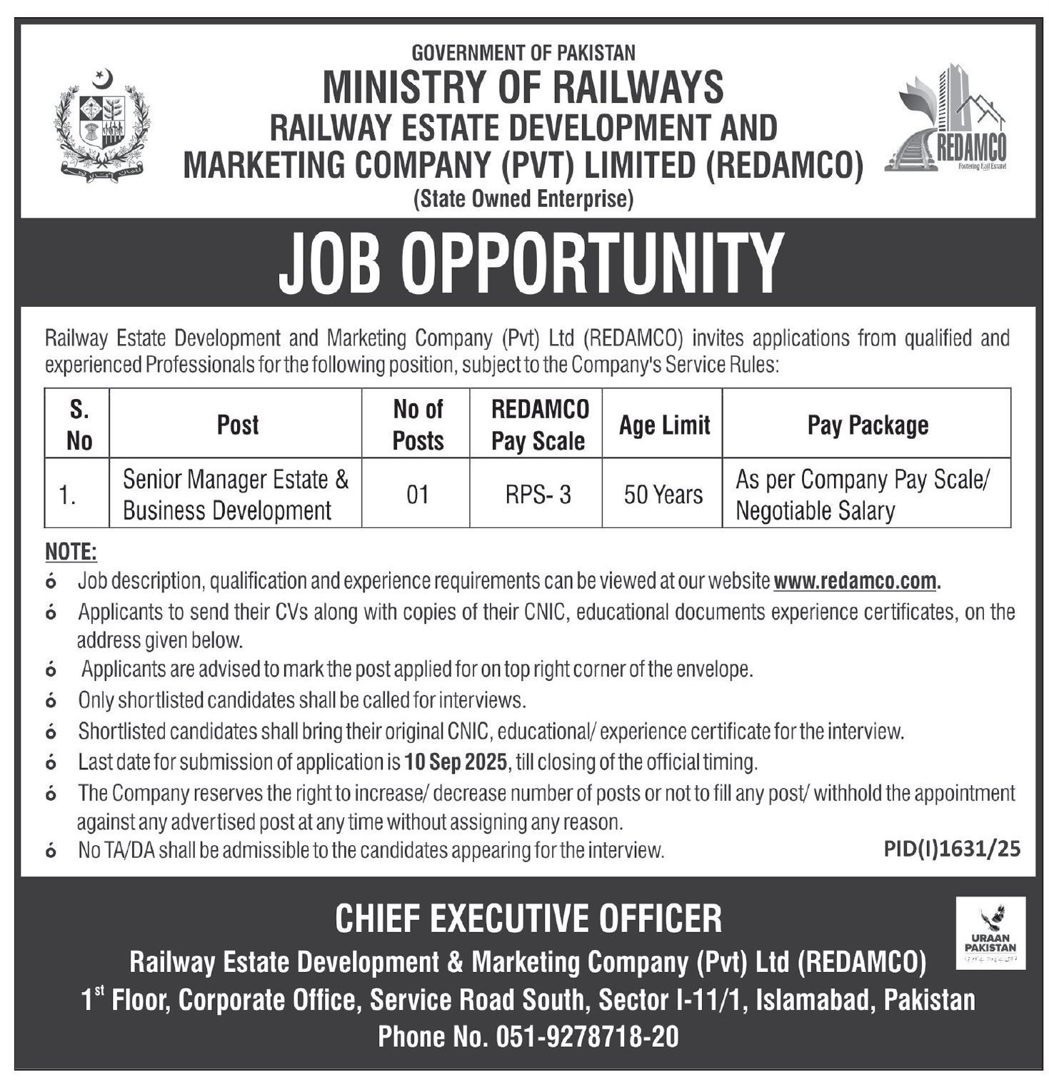 Ministry of Railways Islamabad Jobs 2025 Jobs 2025 — original advertisement