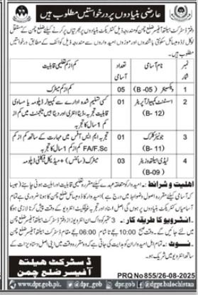 Health Department District Chaman Jobs 2025 – Health Department Balochsitan Jobs 2025 — original advertisement