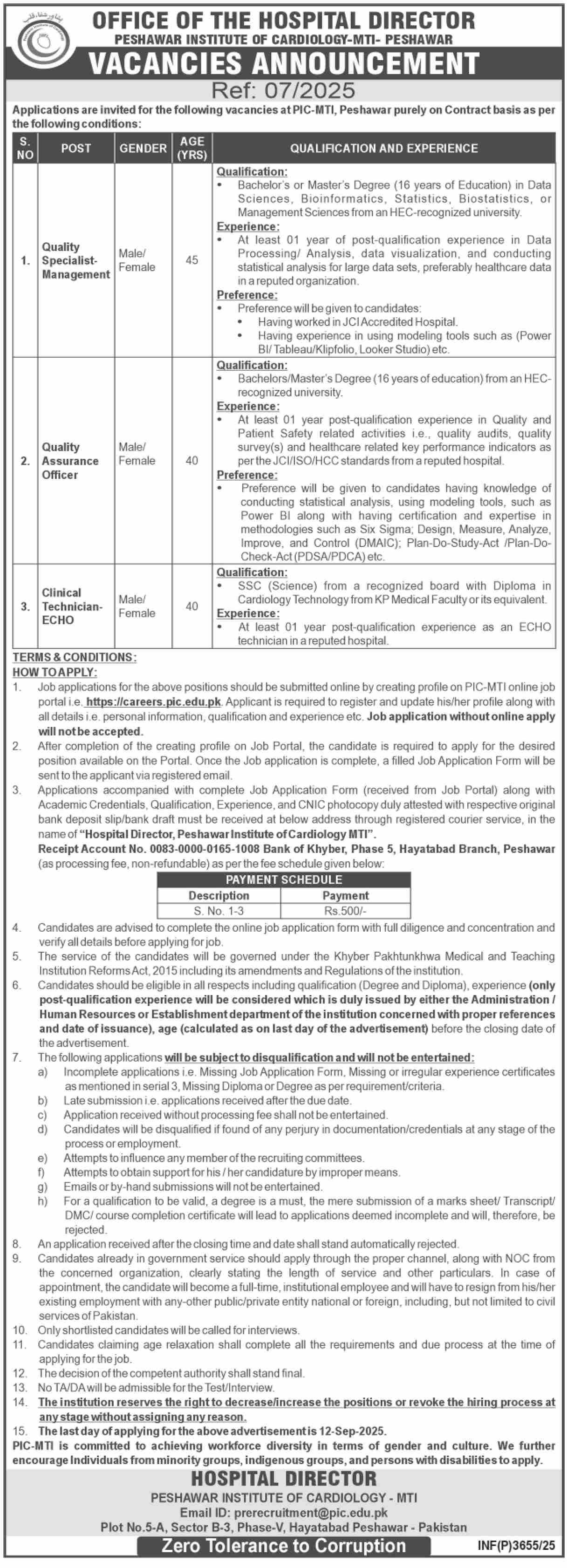 Peshawar Institute of Cardiology Peshawar Jobs 2025 Jobs 2025 — original advertisement