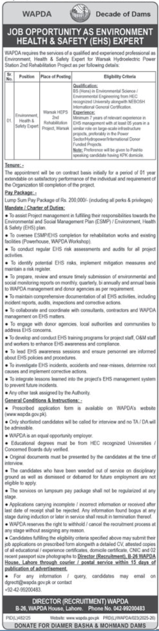 Water and Power Development Authority WAPDA Jobs 2025 Jobs 2025 — original advertisement