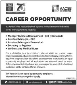 Institute Of Business Administration Iba Jobs 2025 – IBA Karachi Jobs 2025 — original advertisement