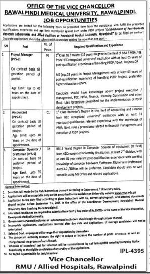 Rawalpindi Medical University Rawalpindi Jobs 2025 – Rawalpindi Medical University Punajb Jobs 2025 — original advertisement