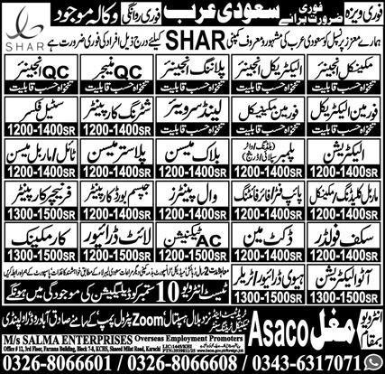 QC Manager & Mechanical Engineer Jobs 2025 In Saudi Arabia – Salma Enterprises overseas employment promoters Jobs 2025 — original advertisement