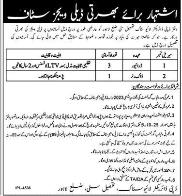 Livestock Teshsil City District Lahore Jobs 2025 – Livestock and Dairy Development Department Punjab Jobs 2025 — original advertisement
