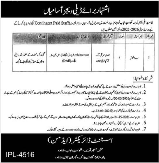 Tourism Department Lahore Job 2025 – Youth Affairs, Sports, Archaeology & Tourism Department Punjab Jobs 2025 — original advertisement