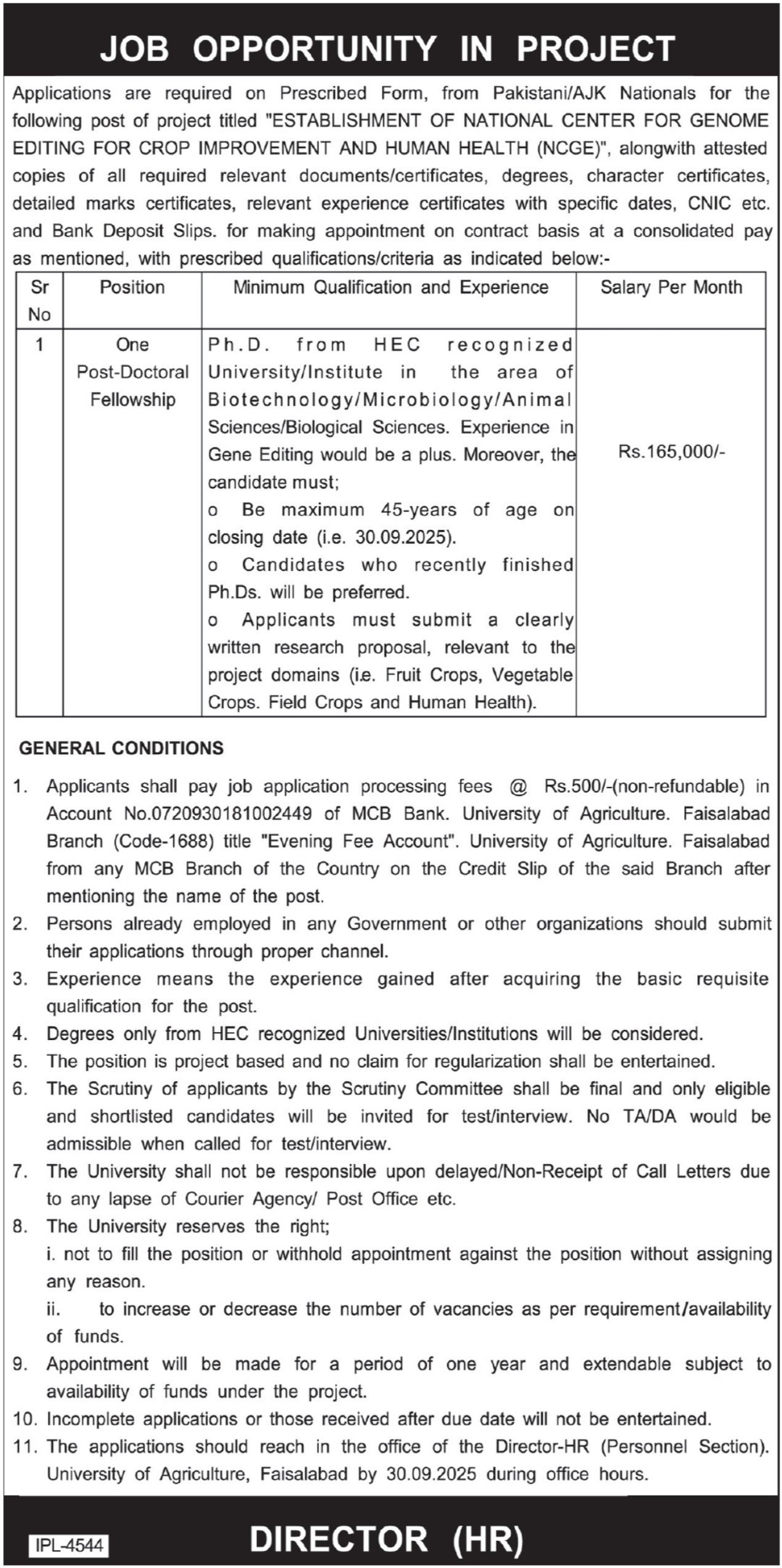 National Center For Genome Editing NCGE Faisalabad Jobs 2025 – National Centre for Physics (NCP) Islamabad Jobs 2025 — original advertisement
