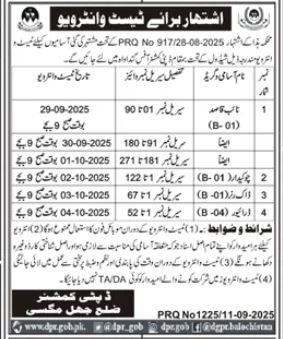 Deputy Commissioner Revenue Jhal Magsi Interview 2025 – Revenue Department Balochistan Jobs 2025 — original advertisement