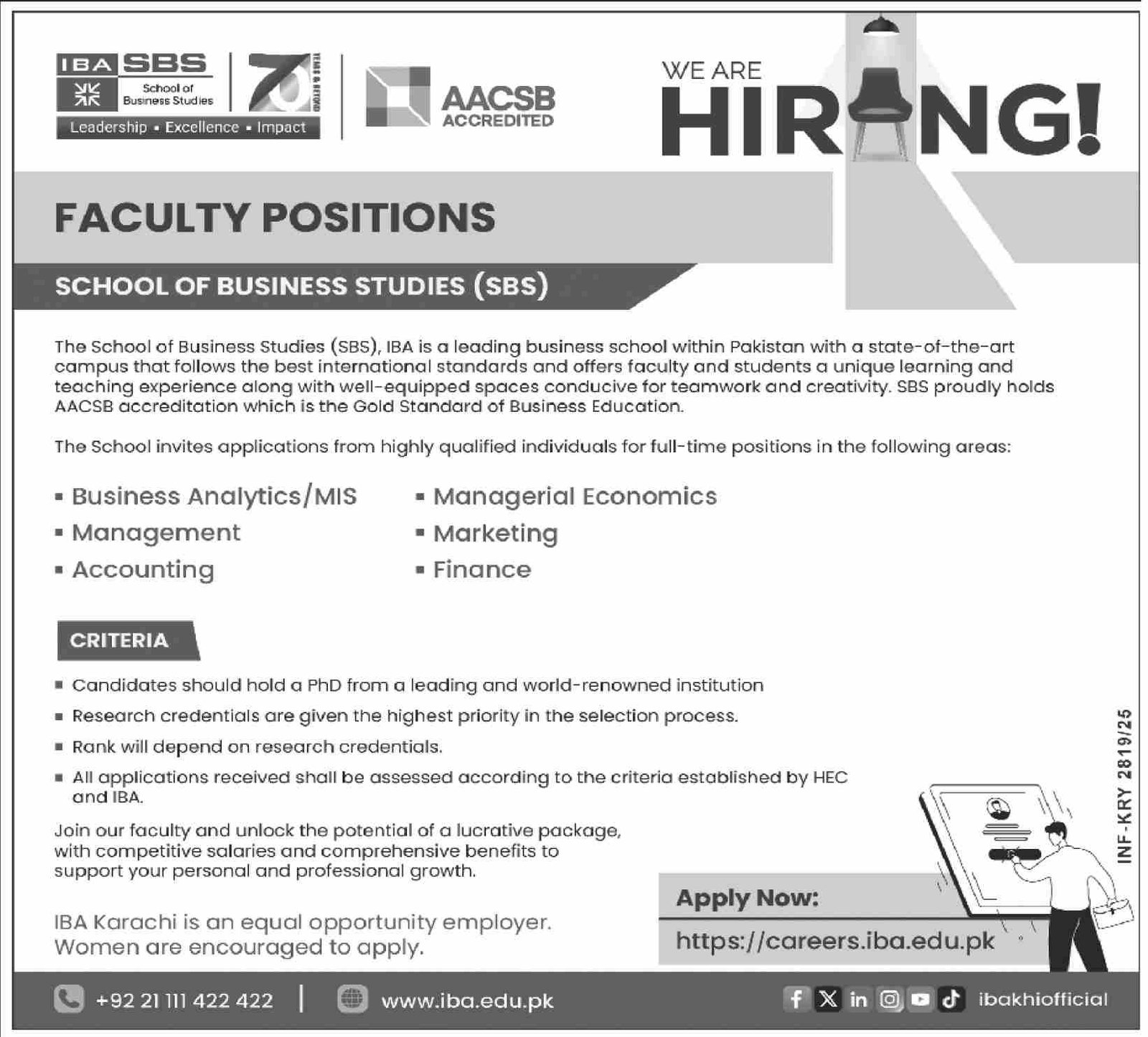 Institute of Business Administration IBA Jobs 2025 – IBA Karachi Jobs 2025 — original advertisement