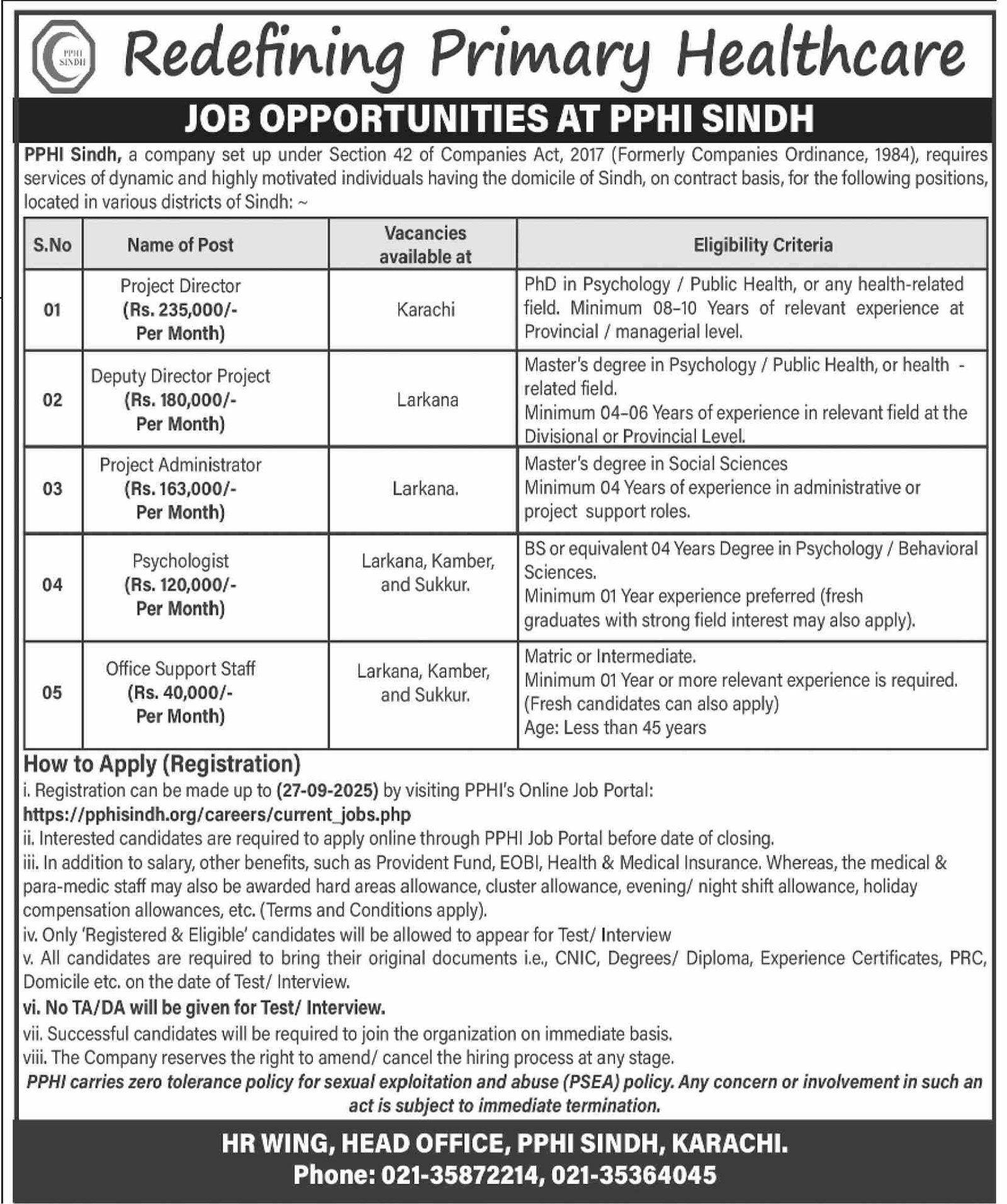 PPHI Sindh Karachi Jobs 2025 – Peoples Primary Healthcare Initiative Balochsitan Jobs 2025 — original advertisement