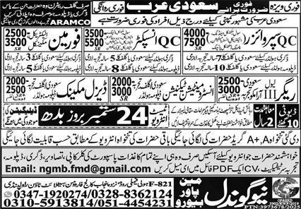 Qc Supervizor And Qc Inspector Jobs in Saudia Arabia 2025 – New Gondal Manpower Bureau Jobs 2025 — original advertisement