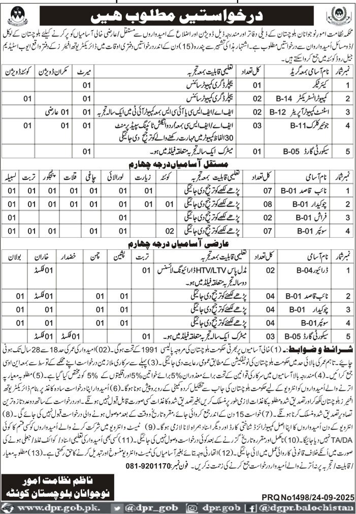 Department of Law and Juvenile Affairs Balochistan Jobs 2025 – Law and Parliamentary Affairs Department Balochistan Jobs 2025 — original advertisement