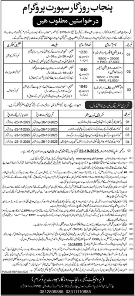 Employment Processing Resource EPR Islamabad Jobs 2025 – Public Sector Organization Jobs 2025 — original advertisement