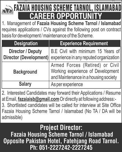 Fazaia Housing Scheme Tarnol Islamabad Jobs 2025 – Fazaia Schools & Colleges Jobs 2025 — original advertisement