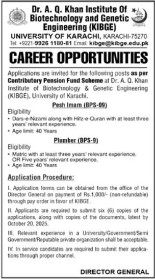 University Of Karachi UoK Jobs 2025 Jobs 2025 — original advertisement