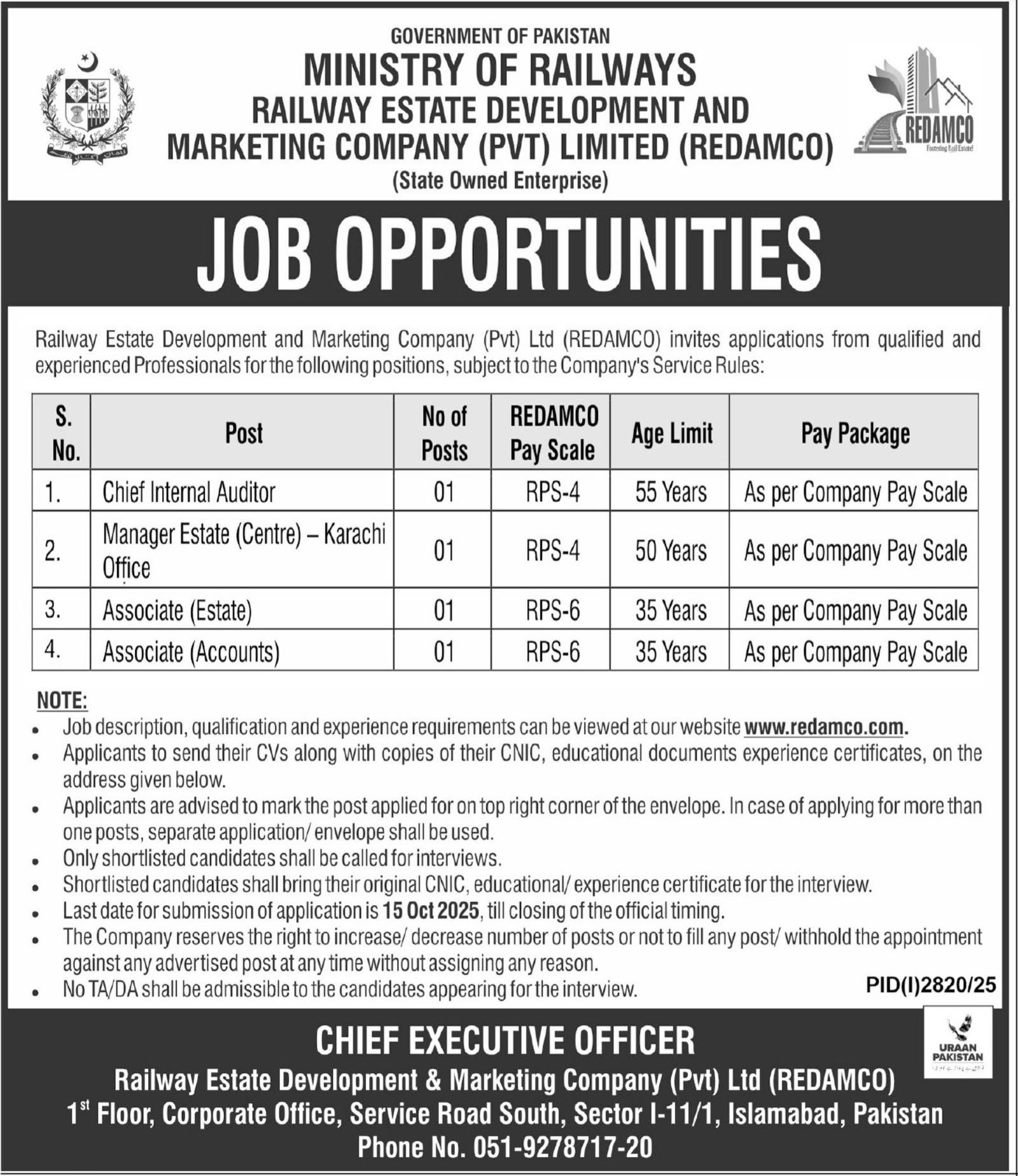 Ministry Of Railways Islamabad Jobs 2025 Jobs 2025 — original advertisement