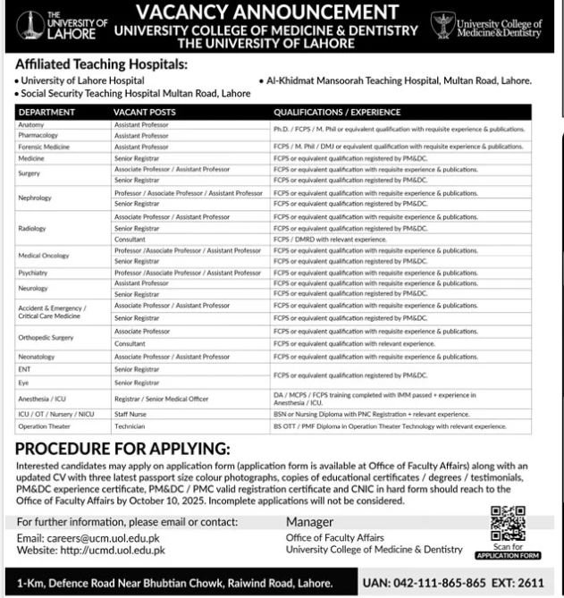 The University Of Lahore UOL Jobs 2025 Jobs 2025 — original advertisement