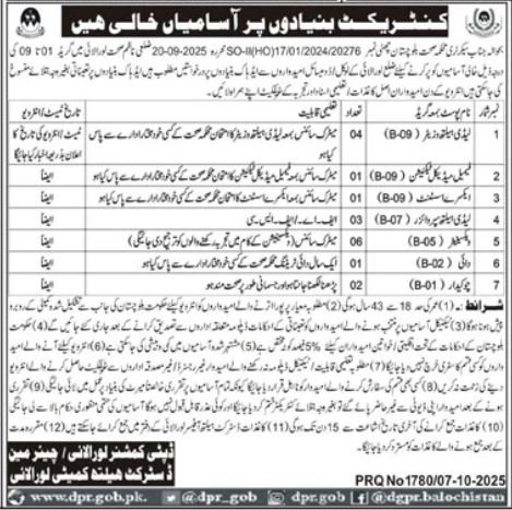 District Health Committee Loralai Jobs 2025 For Vaccinator – Health Department Balochsitan Jobs 2025 — original advertisement